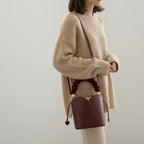 VICIDERCI Althea vegan leather bucket bag in wine red model view