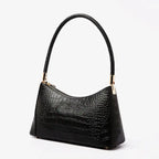 VICIDERCI Arlena croc-embossed genuine cowhide shoulder bag in black