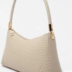 VICIDERCI Arlena croc-embossed genuine cowhide shoulder bag in off white detail view