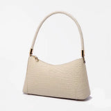 VICIDERCI Arlena croc-embossed genuine cowhide shoulder bag in off white