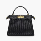 VICIDERCI Aurora woven vegan leather satchel bag in black