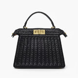 VICIDERCI Aurora woven vegan leather satchel bag in black