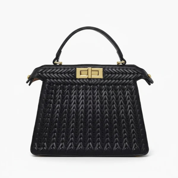 VICIDERCI Aurora woven vegan leather satchel bag in black