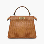 VICIDERCI Aurora woven vegan leather satchel bag in brown