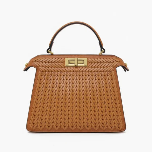 VICIDERCI Aurora woven vegan leather satchel bag in brown