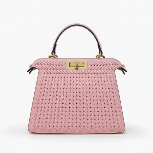 VICIDERCI Aurora woven vegan leather satchel bag in pink