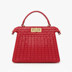 VICIDERCI Aurora woven vegan leather satchel bag in red