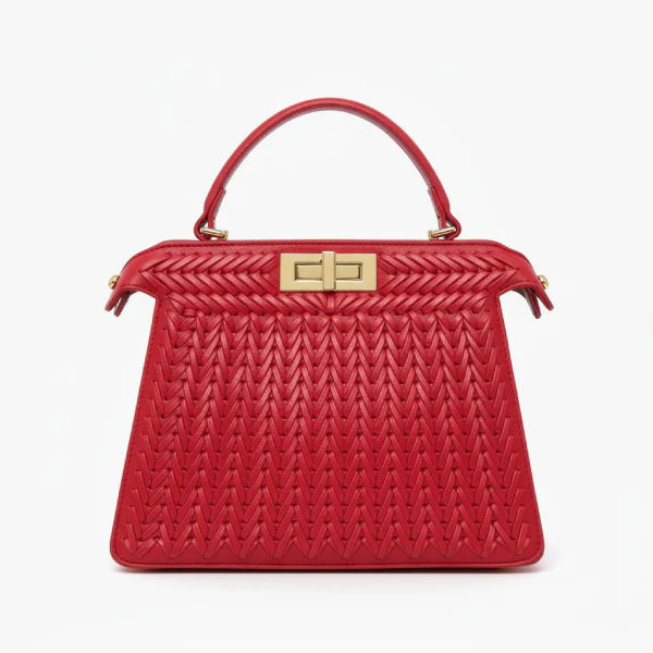 VICIDERCI Aurora woven vegan leather satchel bag in red