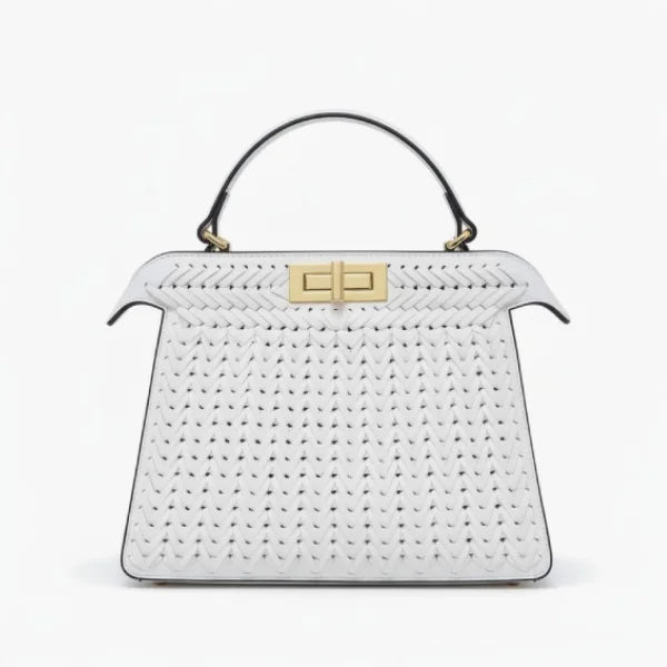 VICIDERCI Aurora woven vegan leather satchel bag in white