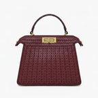 VICIDERCI Aurora woven vegan leather satchel bag in wine red