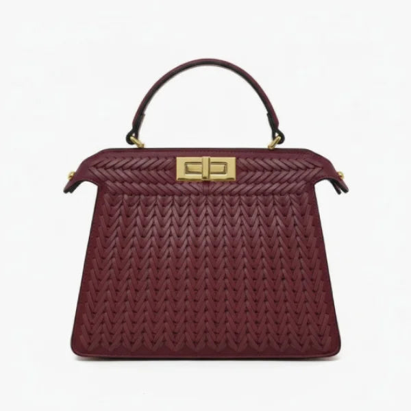 VICIDERCI Aurora woven vegan leather satchel bag in wine red