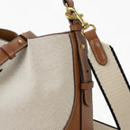 VICIDERCI Calypso canvas with vegan leather trim crossbody bag in beige detail view
