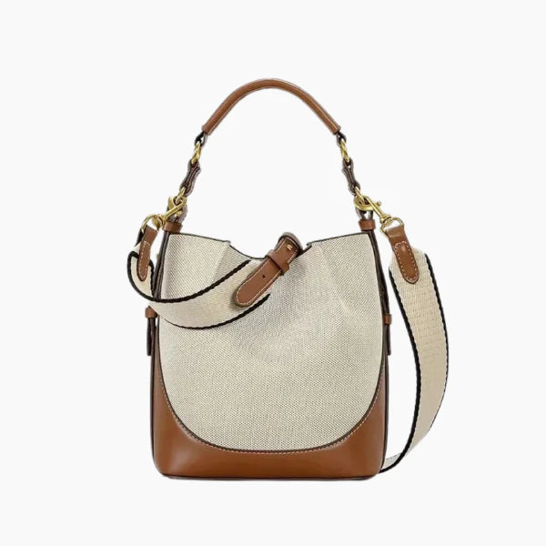 VICIDERCI Calypso canvas with vegan leather trim crossbody bag in beige