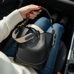 VICIDERCI Calypso canvas with vegan leather trim crossbody bag in black model view