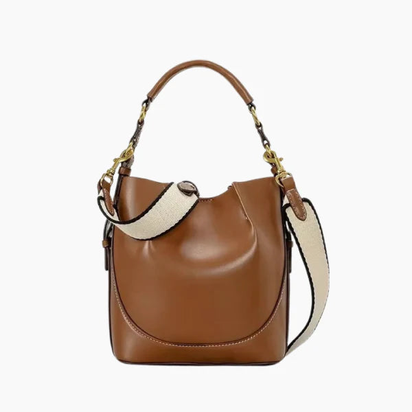 VICIDERCI Calypso canvas with vegan leather trim crossbody bag in brown