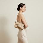 VICIDERCI Faelina genuine cowhide shoulder bag in apricot model view