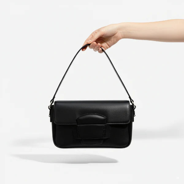 VICIDERCI Faelina genuine cowhide shoulder bag in black lifestyle view