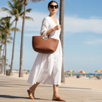 VICIDERCI Ivara top-grain cowhide tote bag in brown model view
