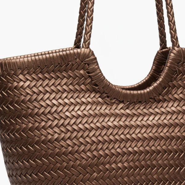 VICIDERCI Ivara top-grain cowhide tote bag in coffee detail view