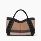 VICIDERCI Liorael checkered canvas with top-grain leather trim tote bag in black