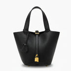 VICIDERCI Lunelia top-grain leather bucket bag in black