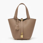 VICIDERCI Lunelia top-grain leather bucket bag in brown