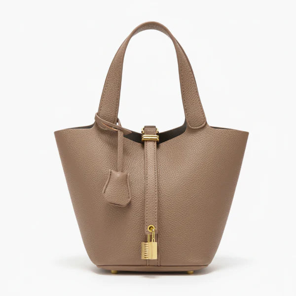 VICIDERCI Lunelia top-grain leather bucket bag in brown