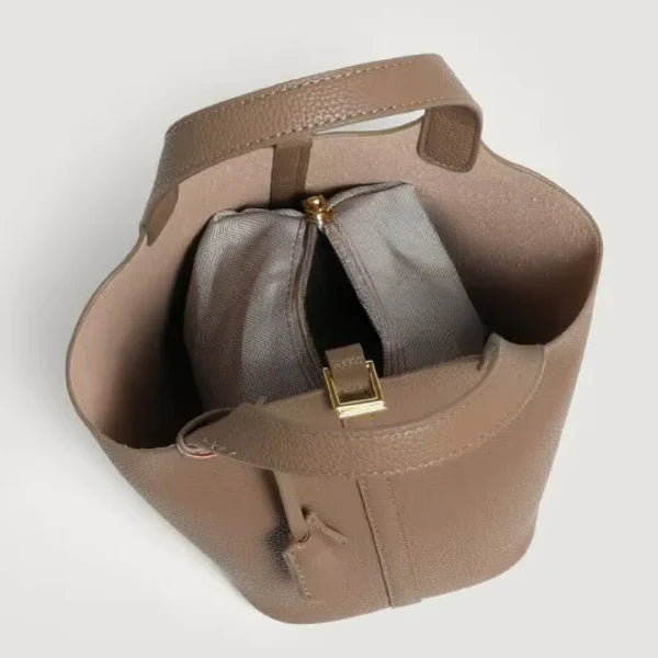 VICIDERCI Lunelia top-grain leather bucket bag inside view