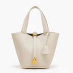 VICIDERCI Lunelia top-grain leather bucket bag in white