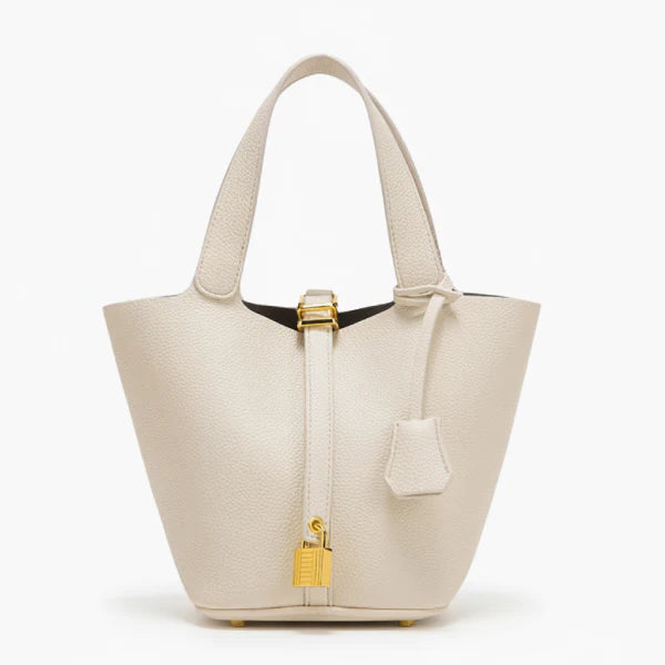 VICIDERCI Lunelia top-grain leather bucket bag in white
