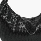 VICIDERCI Maris woven vegan leather hobo bag in black detail view