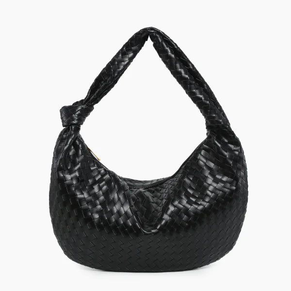 VICIDERCI Maris woven vegan leather hobo bag in black