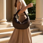 VICIDERCI Maris woven vegan leather hobo bag in coffee model view