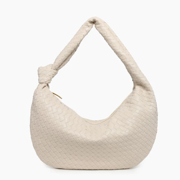 VICIDERCI Maris woven vegan leather hobo bag in off white