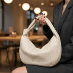 VICIDERCI Maris woven vegan leather hobo bag in off white model view