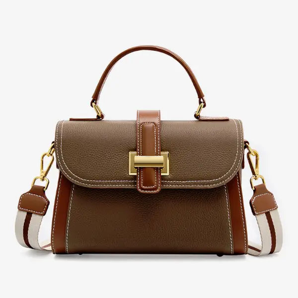 VICIDERCI Valora TOGO pebble-grain genuine cowhide satchel bag in brown