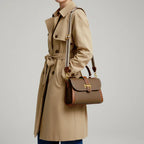 VICIDERCI Valora TOGO pebble-grain genuine cowhide satchel bag in brown model view