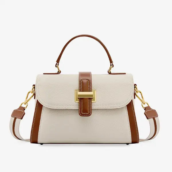 VICIDERCI Valora TOGO pebble-grain genuine cowhide satchel bag in off white