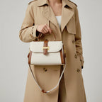 VICIDERCI Valora TOGO pebble-grain genuine cowhide satchel bag in off white model view