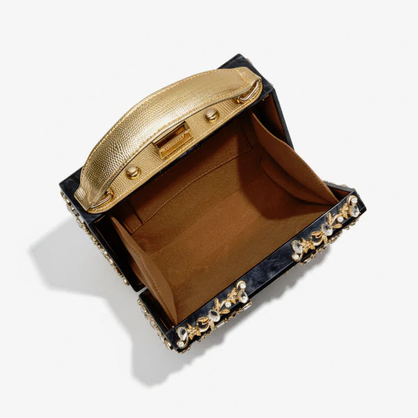 VICIDERCI Zephyra high-gloss acrylic evening bag inside view