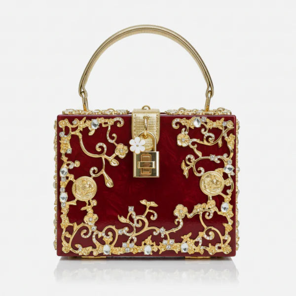 VICIDERCI Zephyra high-gloss acrylic evening bag in red